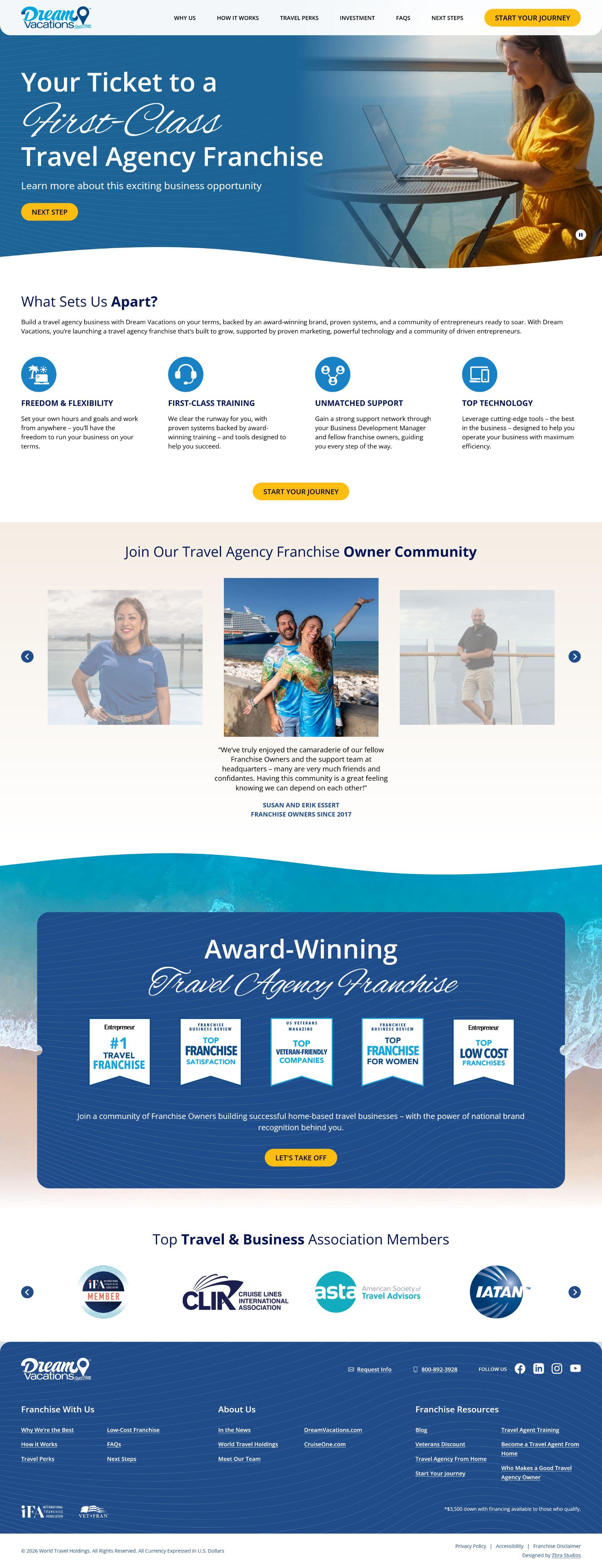 Dream Vacations Franchise full page desktop screenshot