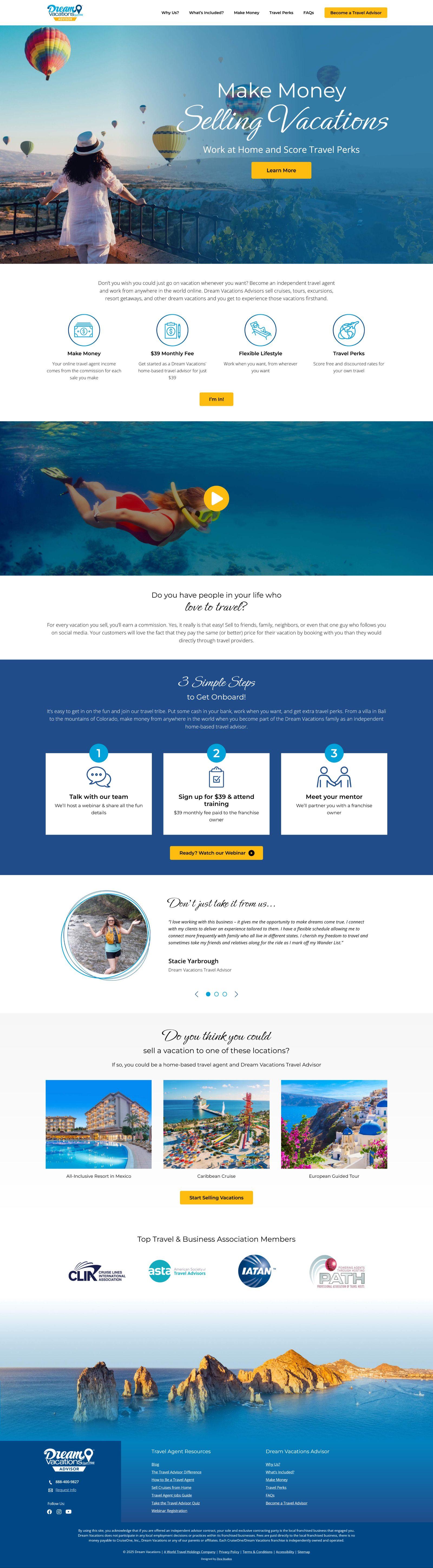 Dream Vacations Advisor full page desktop screenshot