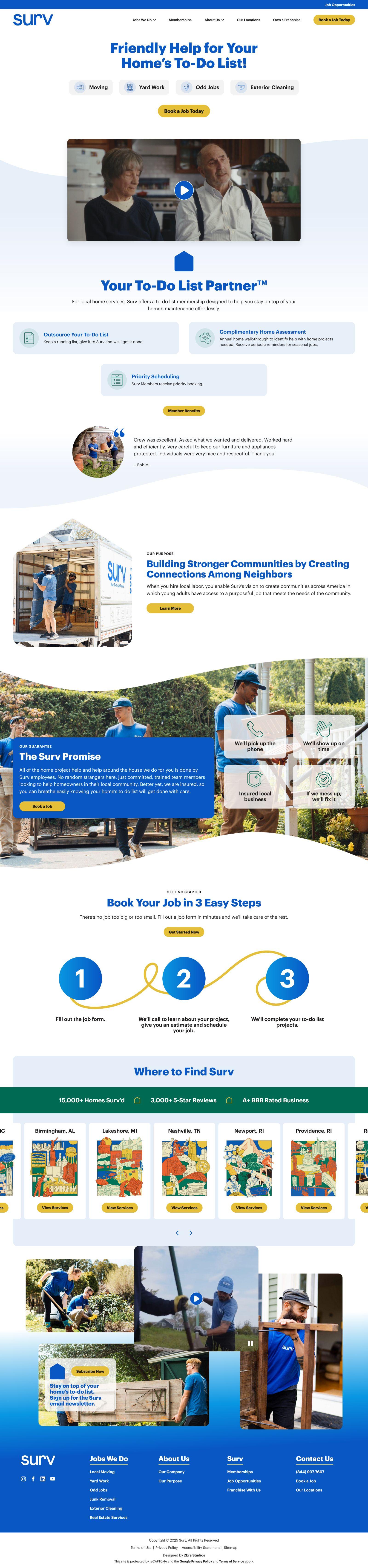 Surv website homepage desktop screenshot