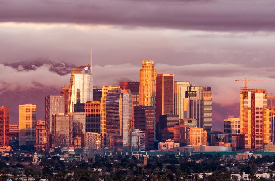 The Los Angeles city skyline